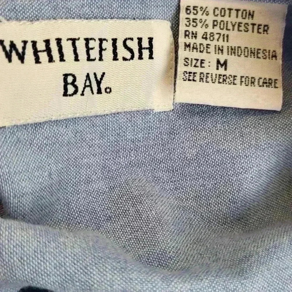 Whitefish Bay Vintage Christmas CMAS Denim Button Down Winter Snowman Size M - Picture 8 of 8